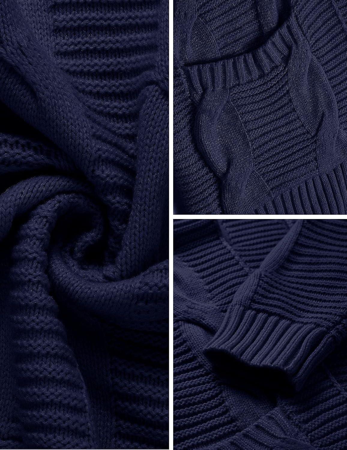 imageMEROKEETY Womens 2026 Long Sleeve Cable Knit Cardigan Sweaters Open Front Fall Outerwear Coat PocketsNavy