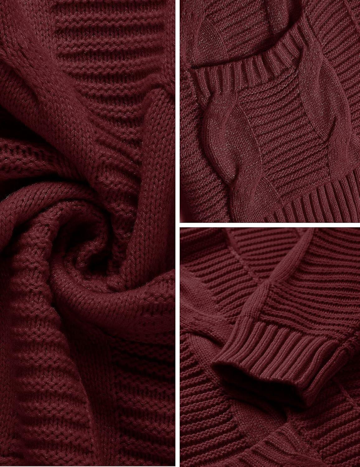 imageMEROKEETY Womens 2026 Long Sleeve Cable Knit Cardigan Sweaters Open Front Fall Outerwear Coat PocketsWine