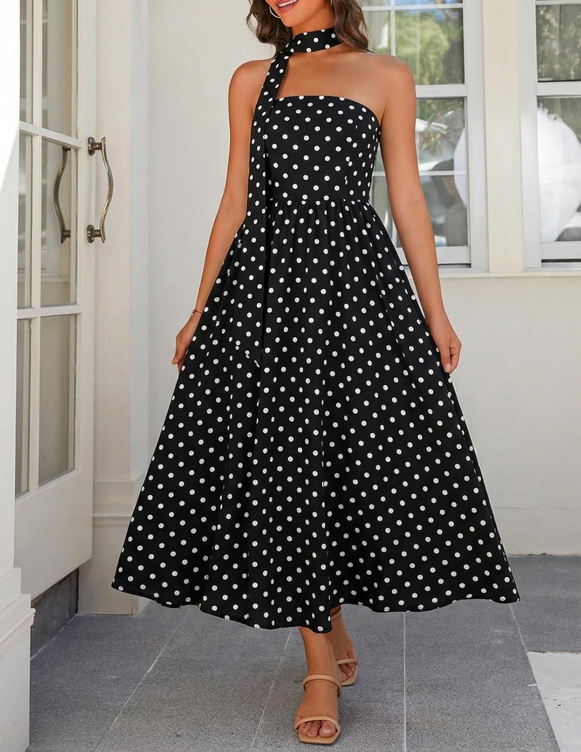 imageMEROKEETY Womens 2026 Summer Floral Strapless Maxi Dress Boho Tube Smocked Tie Wedding Guest Cocktail Long DressesBlack