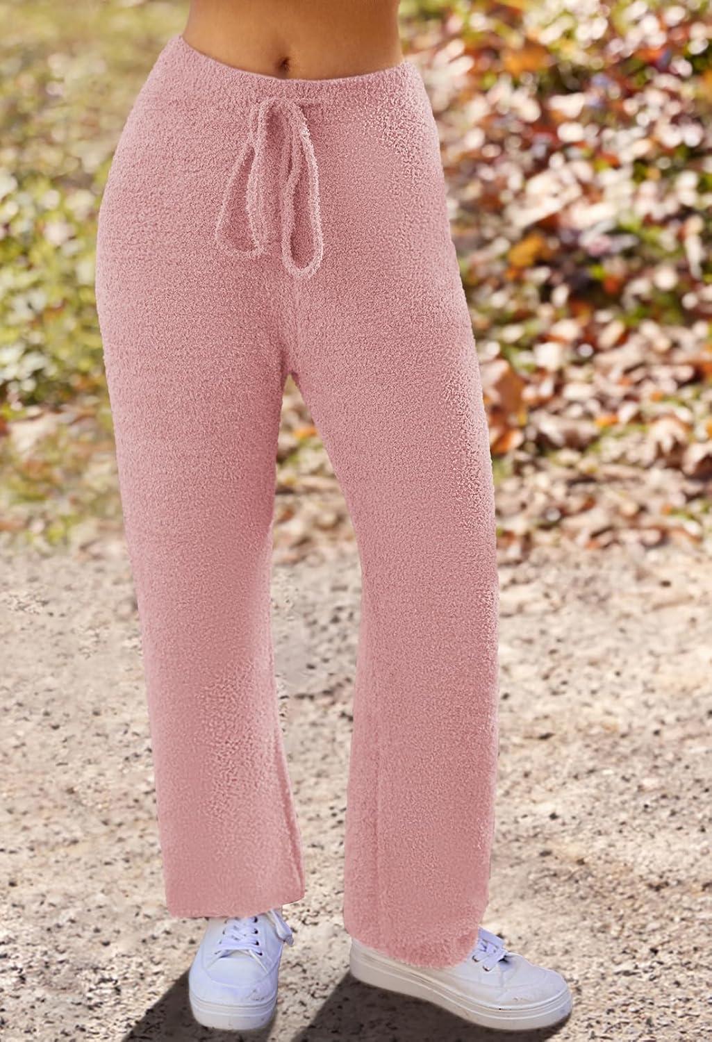 imageMEROKEETY Womens Lounge Sets 2026 Fall Fashion 2 Piece Outfits Sweater Pajama Set Fuzzy Loungewear Matching Winter ClothesPink