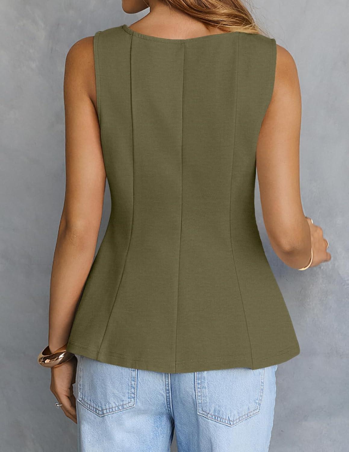 imageMEROKEETY Womens Summer Sleeveless Tank Tops Crewneck Ruffle Flowy Peplum Babydoll Blouses Trendy ClothesArmy
