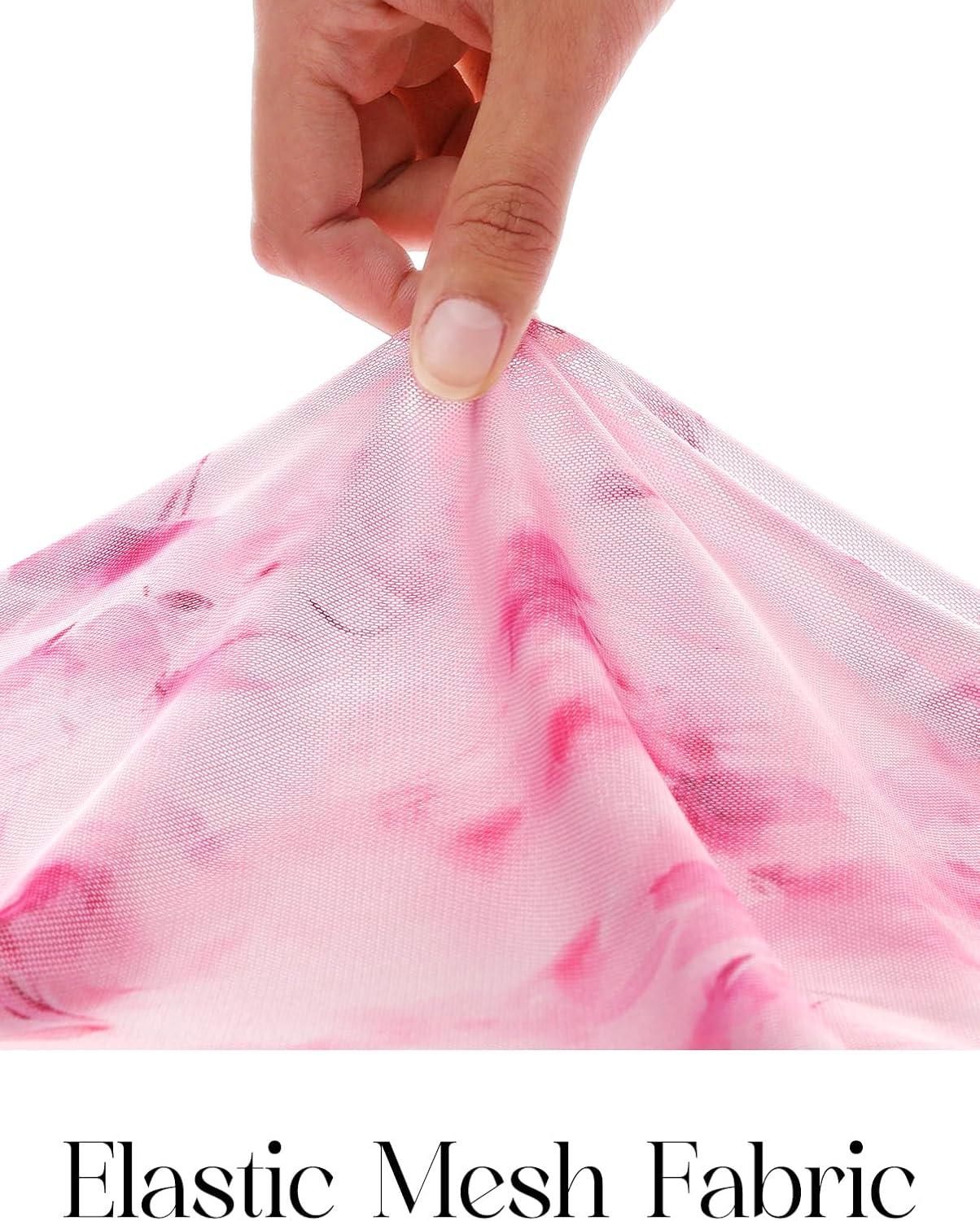 imageMEROKEETY Womens Summer Strapless Floral Maxi Dress 2026 Bodycon Mesh Wedding Guest Cocktail Party Tube DressesPink