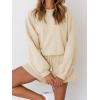MEROKEETY 2026 Spring Lounge Sets for Women Oversized Batwing Sleeve Casual Top and Shorts 2 Piece Outfits Sweat Set(Apricot)