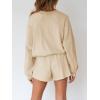 MEROKEETY 2026 Spring Lounge Sets for Women Oversized Batwing Sleeve Casual Top and Shorts 2 Piece Outfits Sweat Set(Apricot)