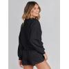 MEROKEETY 2026 Spring Lounge Sets for Women Oversized Batwing Sleeve Casual Top and Shorts 2 Piece Outfits Sweat Set(Black)