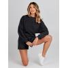 MEROKEETY 2026 Spring Lounge Sets for Women Oversized Batwing Sleeve Casual Top and Shorts 2 Piece Outfits Sweat Set(Black)