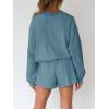 MEROKEETY 2026 Spring Lounge Sets for Women Oversized Batwing Sleeve Casual Top and Shorts 2 Piece Outfits Sweat Set(Blue)