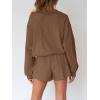 MEROKEETY 2026 Spring Lounge Sets for Women Oversized Batwing Sleeve Casual Top and Shorts 2 Piece Outfits Sweat Set(Coffee)