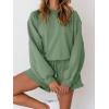 MEROKEETY 2026 Spring Lounge Sets for Women Oversized Batwing Sleeve Casual Top and Shorts 2 Piece Outfits Sweat Set(Green)