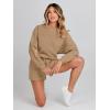 MEROKEETY 2026 Spring Lounge Sets for Women Oversized Batwing Sleeve Casual Top and Shorts 2 Piece Outfits Sweat Set(Khaki)