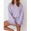 MEROKEETY 2026 Spring Lounge Sets for Women Oversized Batwing Sleeve Casual Top and Shorts 2 Piece Outfits Sweat Set(Lavender)