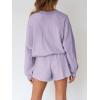 MEROKEETY 2026 Spring Lounge Sets for Women Oversized Batwing Sleeve Casual Top and Shorts 2 Piece Outfits Sweat Set(Lavender)