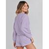 MEROKEETY 2026 Spring Lounge Sets for Women Oversized Batwing Sleeve Casual Top and Shorts 2 Piece Outfits Sweat Set(Lavender)
