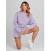 MEROKEETY 2026 Spring Lounge Sets for Women Oversized Batwing Sleeve Casual Top and Shorts 2 Piece Outfits Sweat Set(Lavender)