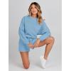 MEROKEETY 2026 Spring Lounge Sets for Women Oversized Batwing Sleeve Casual Top and Shorts 2 Piece Outfits Sweat Set(Light Blue)