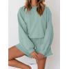 MEROKEETY 2026 Spring Lounge Sets for Women Oversized Batwing Sleeve Casual Top and Shorts 2 Piece Outfits Sweat Set(Light Green)