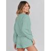 MEROKEETY 2026 Spring Lounge Sets for Women Oversized Batwing Sleeve Casual Top and Shorts 2 Piece Outfits Sweat Set(Light Green)