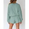 MEROKEETY 2026 Spring Lounge Sets for Women Oversized Batwing Sleeve Casual Top and Shorts 2 Piece Outfits Sweat Set(Light Green)