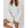 MEROKEETY 2026 Spring Lounge Sets for Women Oversized Batwing Sleeve Casual Top and Shorts 2 Piece Outfits Sweat Set(Light Grey)