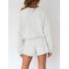 MEROKEETY 2026 Spring Lounge Sets for Women Oversized Batwing Sleeve Casual Top and Shorts 2 Piece Outfits Sweat Set(Light Grey)