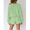 MEROKEETY 2026 Spring Lounge Sets for Women Oversized Batwing Sleeve Casual Top and Shorts 2 Piece Outfits Sweat Set(Mint Green)