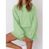 MEROKEETY 2026 Spring Lounge Sets for Women Oversized Batwing Sleeve Casual Top and Shorts 2 Piece Outfits Sweat Set(Mint Green)
