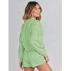MEROKEETY 2026 Spring Lounge Sets for Women Oversized Batwing Sleeve Casual Top and Shorts 2 Piece Outfits Sweat Set(Mint Green)