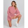 MEROKEETY 2026 Spring Lounge Sets for Women Oversized Batwing Sleeve Casual Top and Shorts 2 Piece Outfits Sweat Set(Pink)