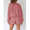 MEROKEETY 2026 Spring Lounge Sets for Women Oversized Batwing Sleeve Casual Top and Shorts 2 Piece Outfits Sweat Set(Pink)
