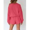 MEROKEETY 2026 Spring Lounge Sets for Women Oversized Batwing Sleeve Casual Top and Shorts 2 Piece Outfits Sweat Set(Watermelon)