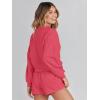 MEROKEETY 2026 Spring Lounge Sets for Women Oversized Batwing Sleeve Casual Top and Shorts 2 Piece Outfits Sweat Set(Watermelon)