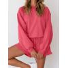 MEROKEETY 2026 Spring Lounge Sets for Women Oversized Batwing Sleeve Casual Top and Shorts 2 Piece Outfits Sweat Set(Watermelon)