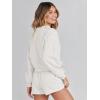 MEROKEETY 2026 Spring Lounge Sets for Women Oversized Batwing Sleeve Casual Top and Shorts 2 Piece Outfits Sweat Set(White)