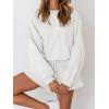 MEROKEETY 2026 Spring Lounge Sets for Women Oversized Batwing Sleeve Casual Top and Shorts 2 Piece Outfits Sweat Set(White)