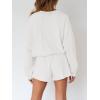 MEROKEETY 2026 Spring Lounge Sets for Women Oversized Batwing Sleeve Casual Top and Shorts 2 Piece Outfits Sweat Set(White)
