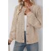 MEROKEETY Cardigan Sweaters for Women Fall Long Sleeve Cable Knit Button Open Front Casual Outerwear Coat(Apricot)