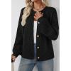MEROKEETY Cardigan Sweaters for Women Fall Long Sleeve Cable Knit Button Open Front Casual Outerwear Coat(Black)
