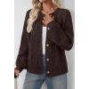 MEROKEETY Cardigan Sweaters for Women Fall Long Sleeve Cable Knit Button Open Front Casual Outerwear Coat(Coffee)