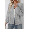 MEROKEETY Cardigan Sweaters for Women Fall Long Sleeve Cable Knit Button Open Front Casual Outerwear Coat(Gray)