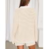 MEROKEETY Lounge Sweater Sets for Women 2 Piece Outfits Casual Long Sleeve Striped Tops Shorts Matching Set(Apricotwhite)