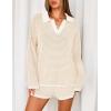 MEROKEETY Lounge Sweater Sets for Women 2 Piece Outfits Casual Long Sleeve Striped Tops Shorts Matching Set(Apricotwhite)