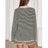 MEROKEETY Lounge Sweater Sets for Women 2 Piece Outfits Casual Long Sleeve Striped Tops Shorts Matching Set(Blackbeige)