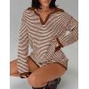 MEROKEETY Lounge Sweater Sets for Women 2 Piece Outfits Casual Long Sleeve Striped Tops Shorts Matching Set(Caramelwhite)