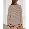 MEROKEETY Lounge Sweater Sets for Women 2 Piece Outfits Casual Long Sleeve Striped Tops Shorts Matching Set(Caramelwhite)