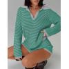 MEROKEETY Lounge Sweater Sets for Women 2 Piece Outfits Casual Long Sleeve Striped Tops Shorts Matching Set(Greengrey)