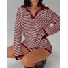 MEROKEETY Lounge Sweater Sets for Women 2 Piece Outfits Casual Long Sleeve Striped Tops Shorts Matching Set(Wine)