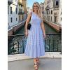 MEROKEETY Spring Summer Midi Dresses for Women 2026 Casual Beach Vacation Sleeveless Boho V Neck Tiered Maxi Dress Pockets(Blue)