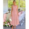 MEROKEETY Spring Summer Midi Dresses for Women 2026 Casual Beach Vacation Sleeveless Boho V Neck Tiered Maxi Dress Pockets(Pink)