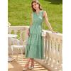 MEROKEETY Spring Summer Midi Dresses for Women 2026 Casual Beach Vacation Sleeveless Boho V Neck Tiered Maxi Dress Pockets(Sage)