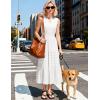 MEROKEETY Spring Summer Midi Dresses for Women 2026 Casual Beach Vacation Sleeveless Boho V Neck Tiered Maxi Dress Pockets(White)